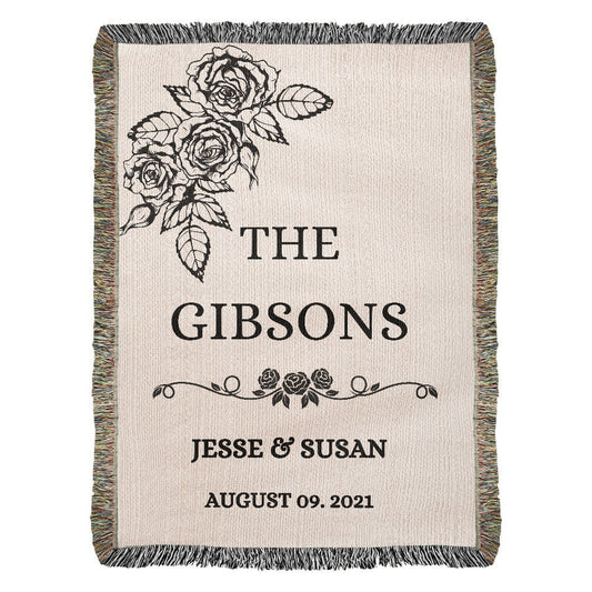 Custom Family Name   Woven Throw, 10th Wedding Anniversary Blanket, Personalized Name Blanket, Valentine Gift For Him From Her, Couples Gift