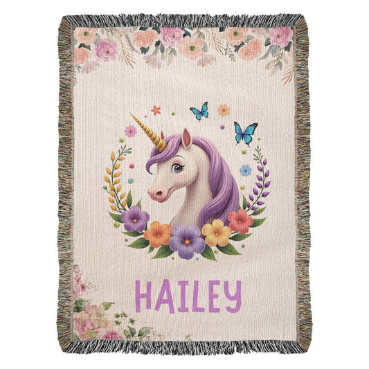 Custom Unicorn Baby Blanket, Personalized Name Soft Cotton Blanket, Newborn Gift Idea, Cute Gender Neutral Baby Blanket, Unicorn Nursery Decor