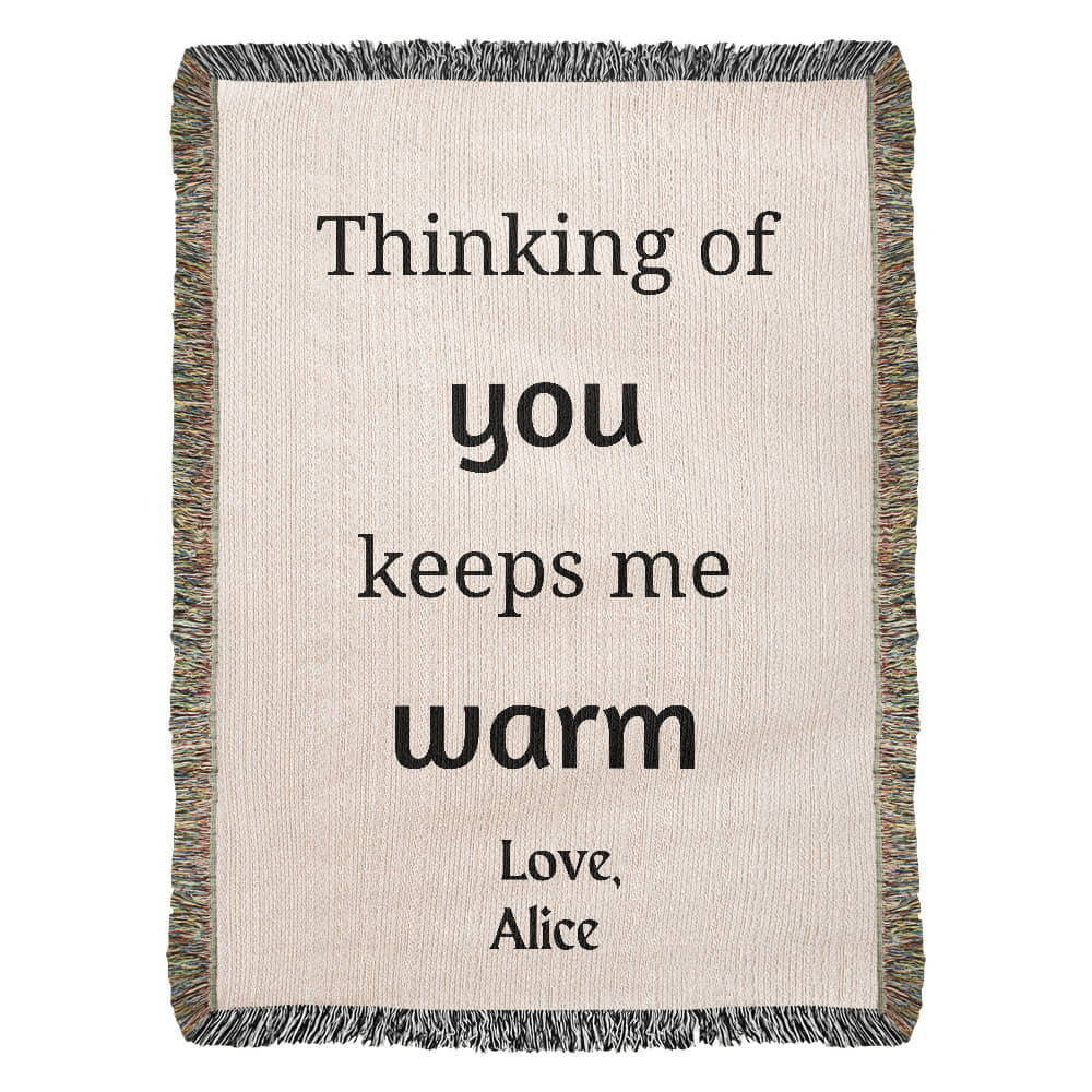 Thinking Of You Woven Blanket, Blanket Message Gift For Mom/Dad,Custom Blanket Gift For Loved One, Personalized Name Sentimental Gift