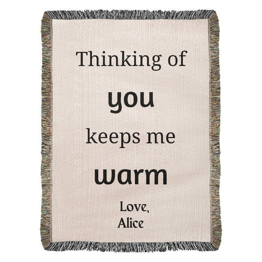 Thinking Of You Woven Blanket, Blanket Message Gift For Mom/Dad,Custom Blanket Gift For Loved One, Personalized Name Sentimental Gift