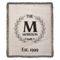 Personalized Name Wreath Monogram, Family Cotton Woven Throw Blanket, Custom Family Name Blanket, Anniversary Gift, Christmas Wedding  Decor