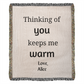 Thinking Of You Woven Blanket, Blanket Message Gift For Mom/Dad,Custom Blanket Gift For Loved One, Personalized Name Sentimental Gift