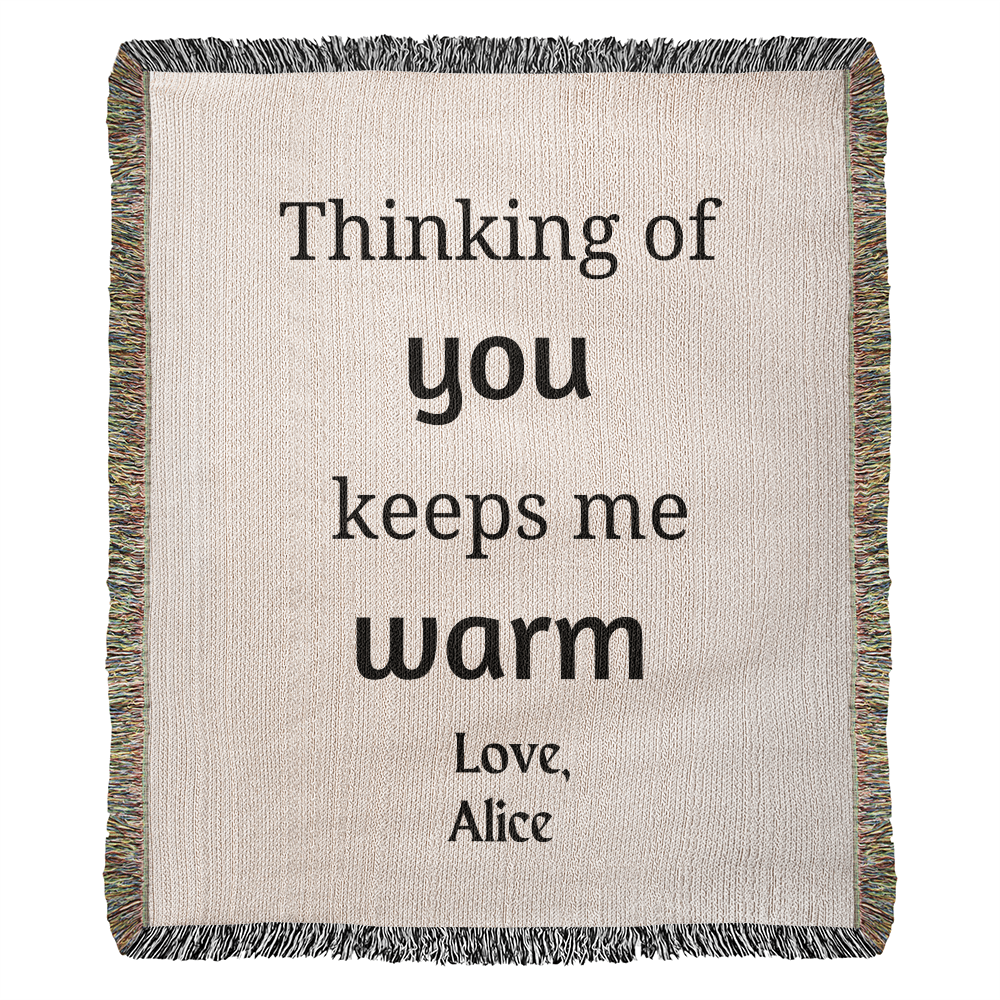 Thinking Of You Woven Blanket, Blanket Message Gift For Mom/Dad,Custom Blanket Gift For Loved One, Personalized Name Sentimental Gift