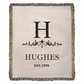 Custom Woven Throw Blanket Cotton Personalized Name And Initial  Family Blanket Adult Throw, 4th Year Anniversary Gift Tapestry Blanket