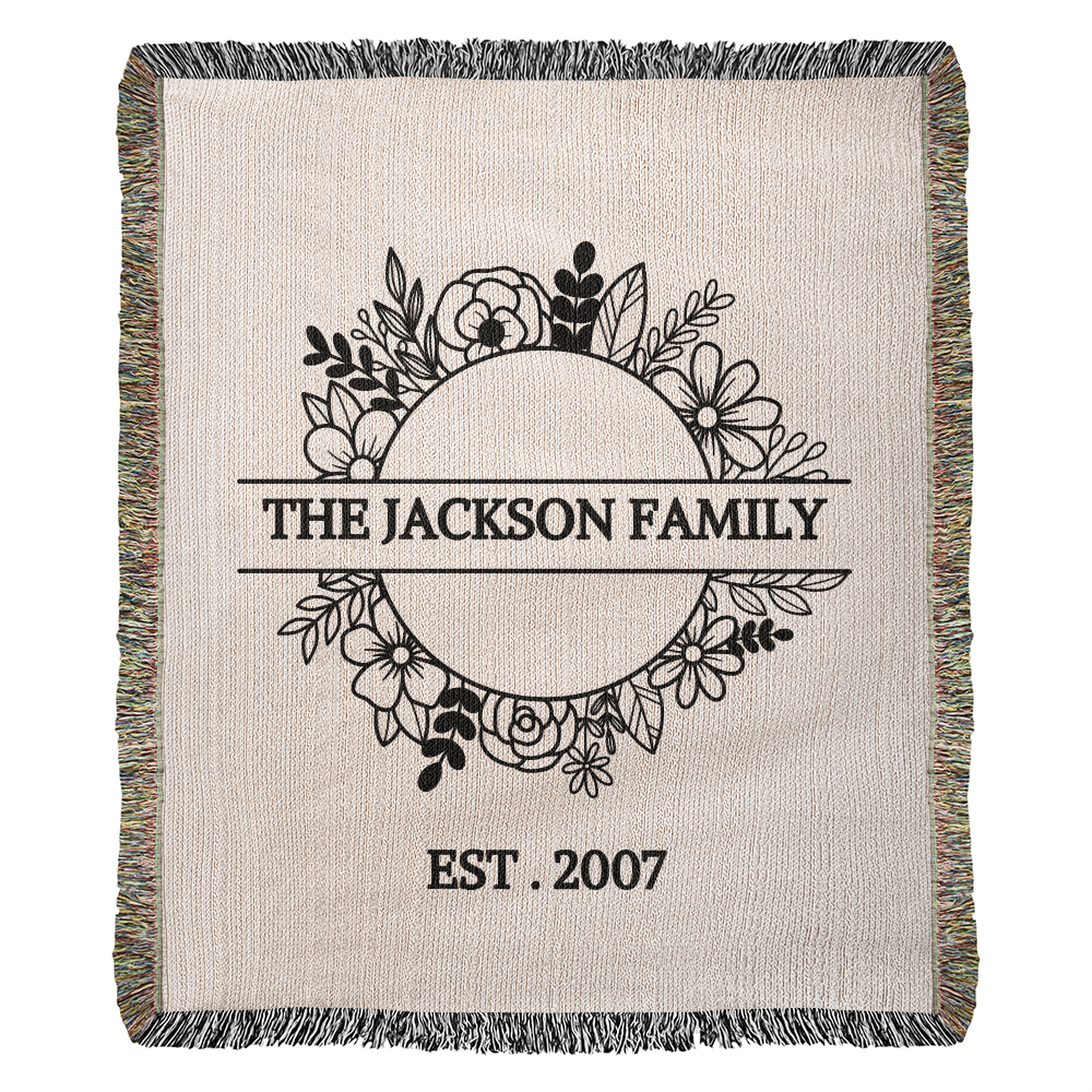 Personalized  Blanket Family Name Gift, Custom Throw Blanket, Customized Holiday Woven  Décor, Custom Christmas Gift For Mom