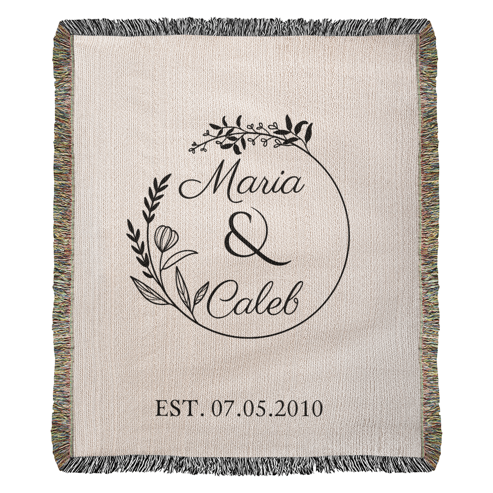 Custom Bride and Groom Gift, Personalized Last Name Gift Blanket,  Wedding Monogram Couple Keepsake Blanket, Anniversary His and Hers Gift