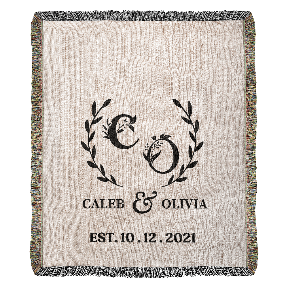 Cotton Anniversary Gift Blanket, Custom Name Wedding Throw For Boyfriend, Personalized Gift For Wife, Valentines Day Gift For Her or Him