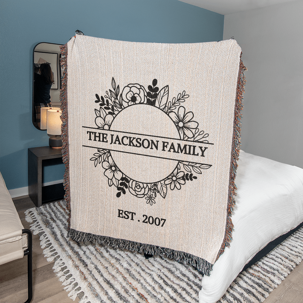 Personalized  Blanket Family Name Gift, Custom Throw Blanket, Customized Holiday Woven  Décor, Custom Christmas Gift For Mom