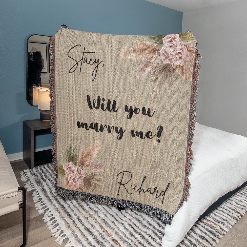 Personalized Woven Blanket, Wedding Gift Blanket, Custom Love Blanket, Proposal & Anniversary Present, Custom Names Throw for Couplesv