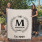 Personalized Name Wreath Monogram, Family Cotton Woven Throw Blanket, Custom Family Name Blanket, Anniversary Gift, Christmas Wedding  Decor