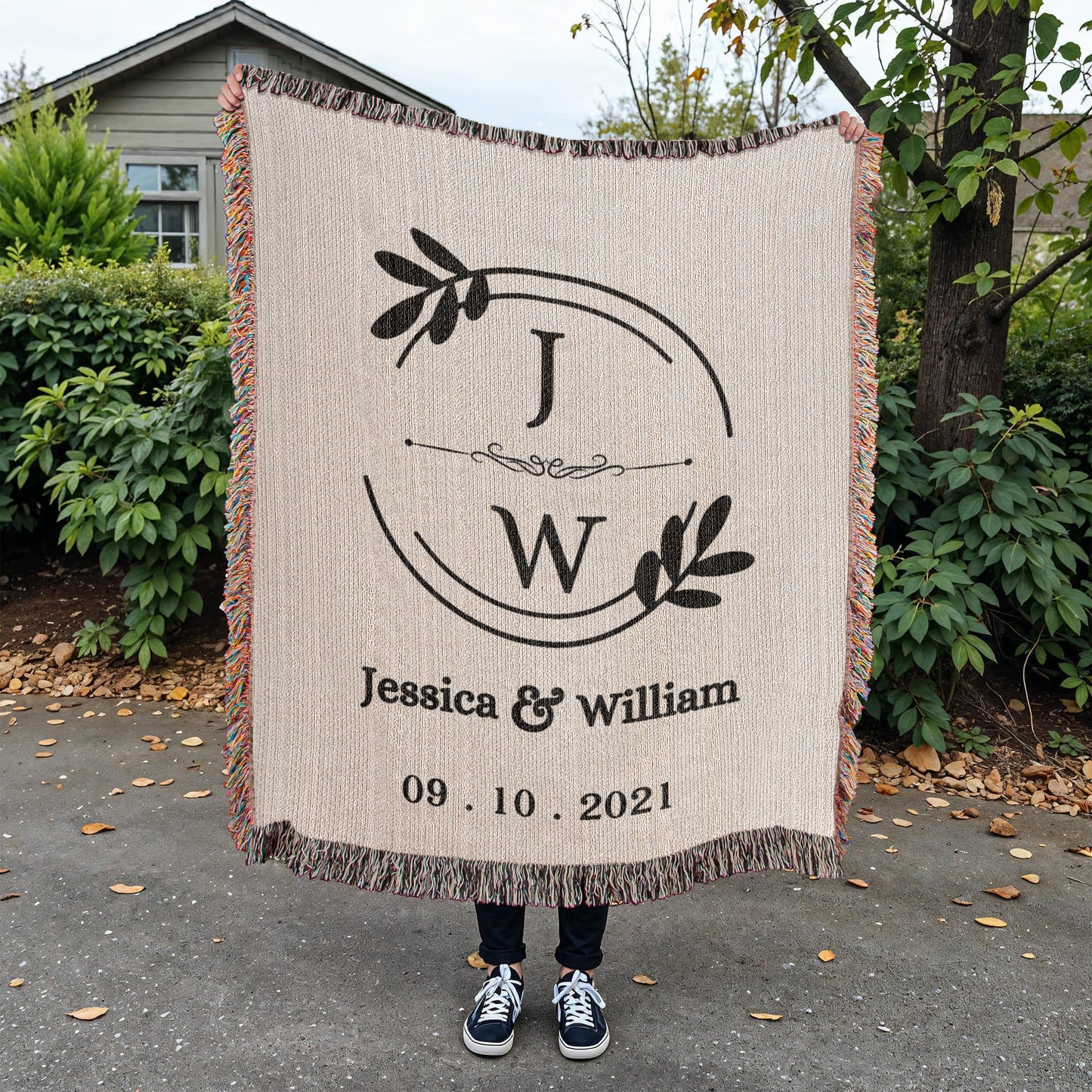 His & Her Names Tapestry, Personalized Last Name Blanket, Wedding Monogram Gift, Anniversary Mr and Mrs Keepsake, Custom Couple Art