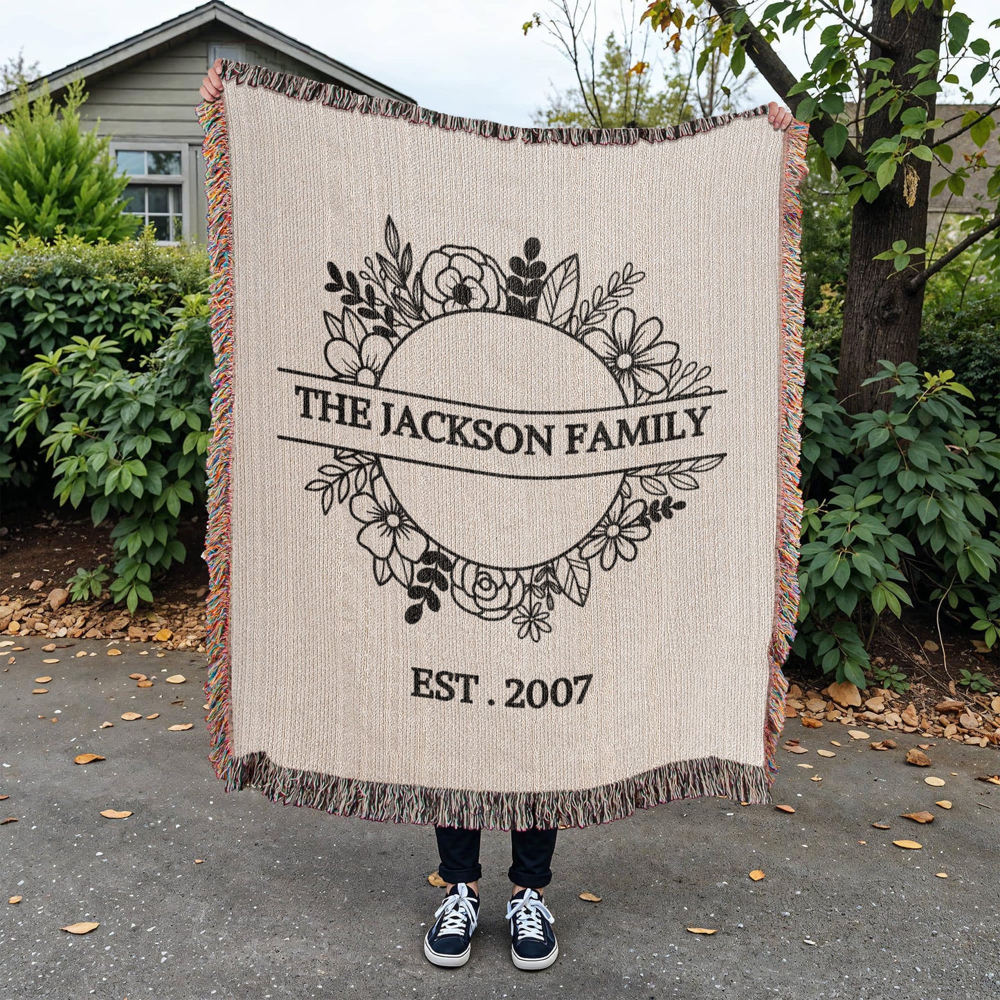 Personalized  Blanket Family Name Gift, Custom Throw Blanket, Customized Holiday Woven  Décor, Custom Christmas Gift For Mom