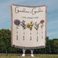 Custom Grandma Garden Blanket, Personalized Birth Flower Blanket, Granny Keepsake Gift, Mother's Day & Christmas Gift