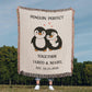 Penguin Couple Tapestry Blanket, Personalized Anniversary Gift, Custom Name Cottagecore Woven Blanket, First Christmas Gift For Couple Gift
