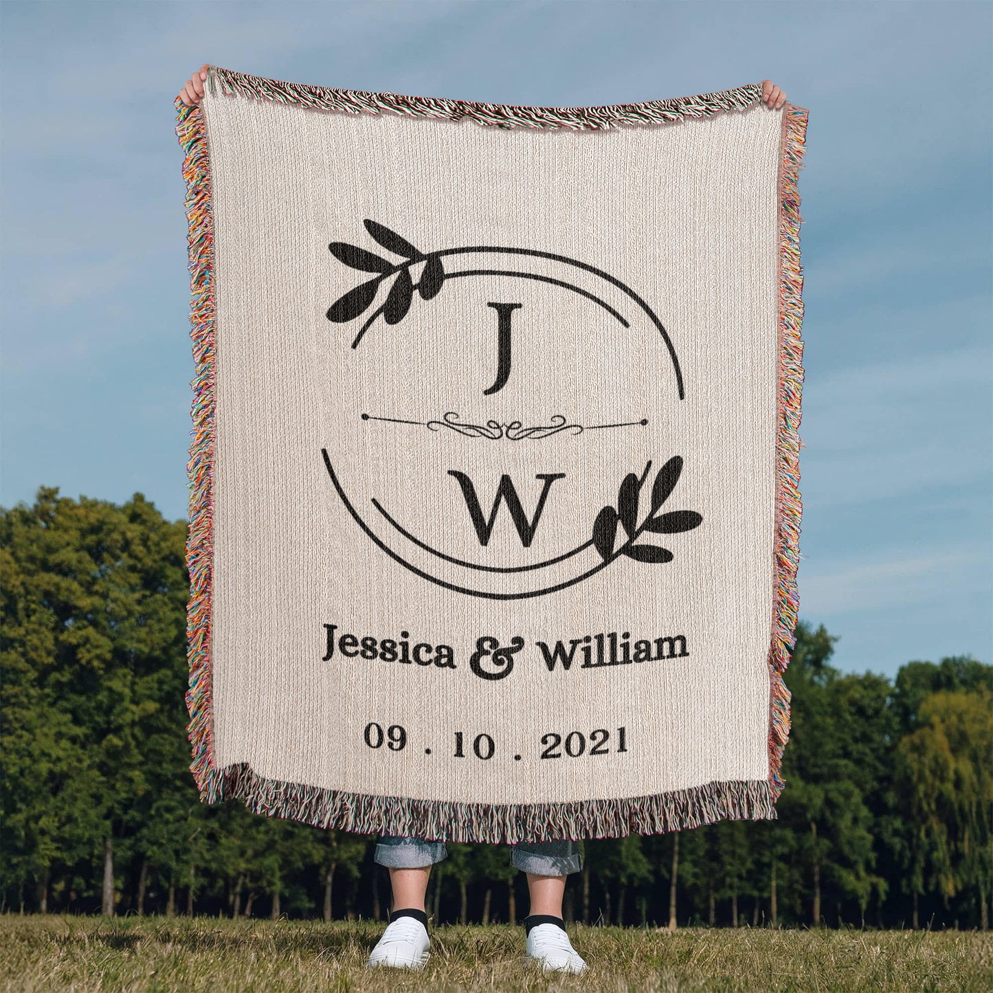 His & Her Names Tapestry, Personalized Last Name Blanket, Wedding Monogram Gift, Anniversary Mr and Mrs Keepsake, Custom Couple Art