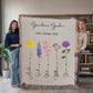 Custom Grandma Garden Blanket, Personalized Birth Flower Blanket With Grandkids Names, Granny Mother's Day, Christmas Gift, Special Keepsake