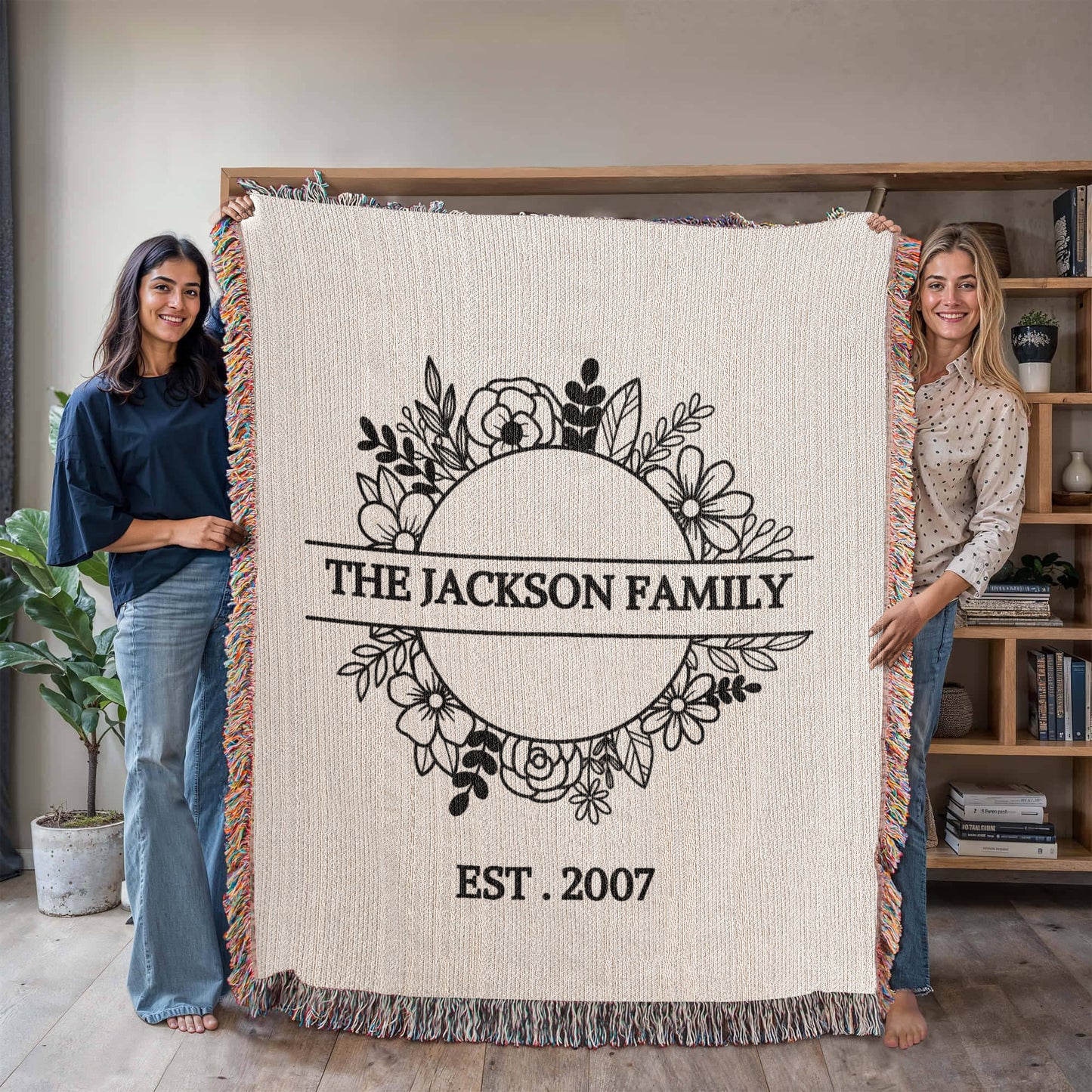 Personalized  Blanket Family Name Gift, Custom Throw Blanket, Customized Holiday Woven  Décor, Custom Christmas Gift For Mom