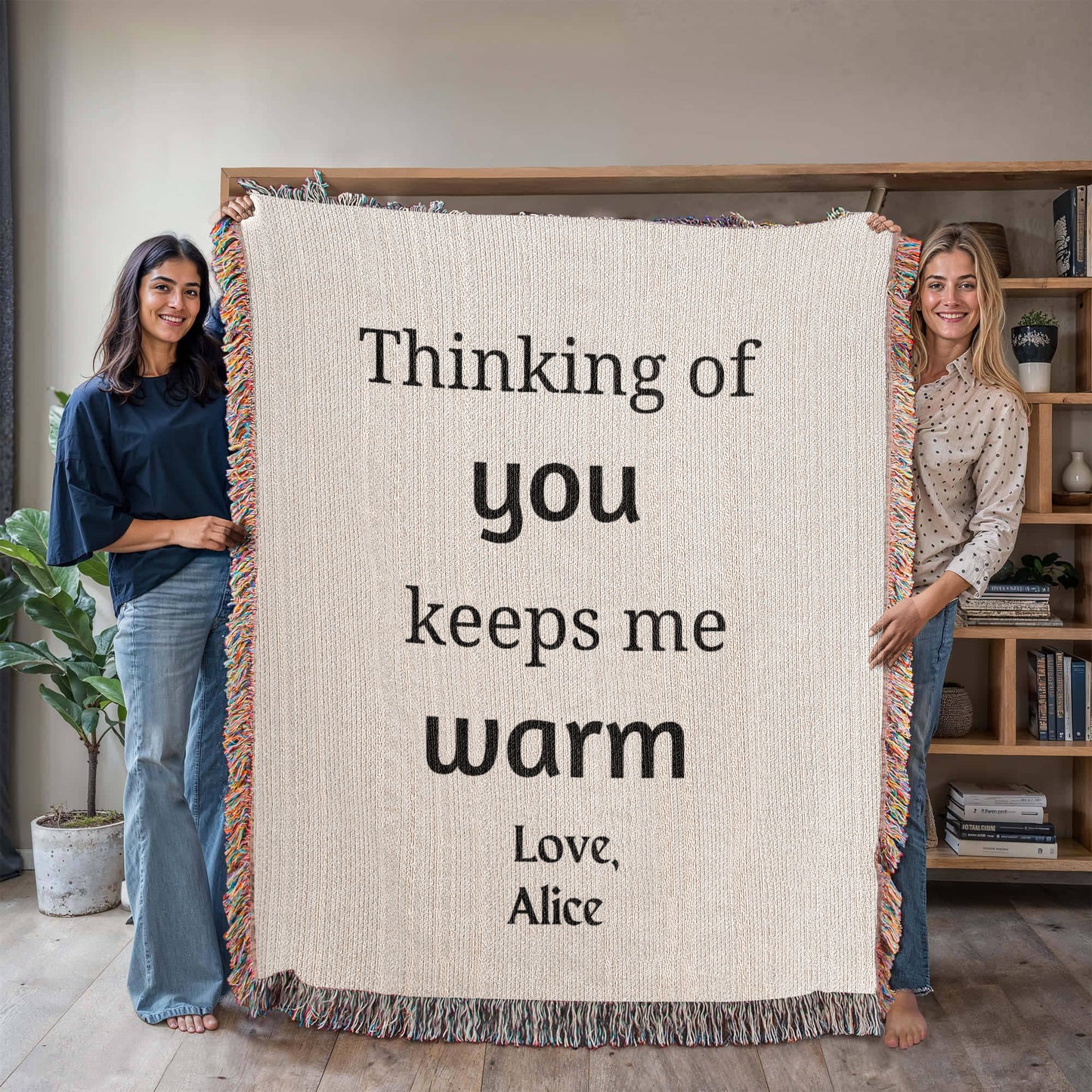 Thinking Of You Woven Blanket, Blanket Message Gift For Mom/Dad,Custom Blanket Gift For Loved One, Personalized Name Sentimental Gift
