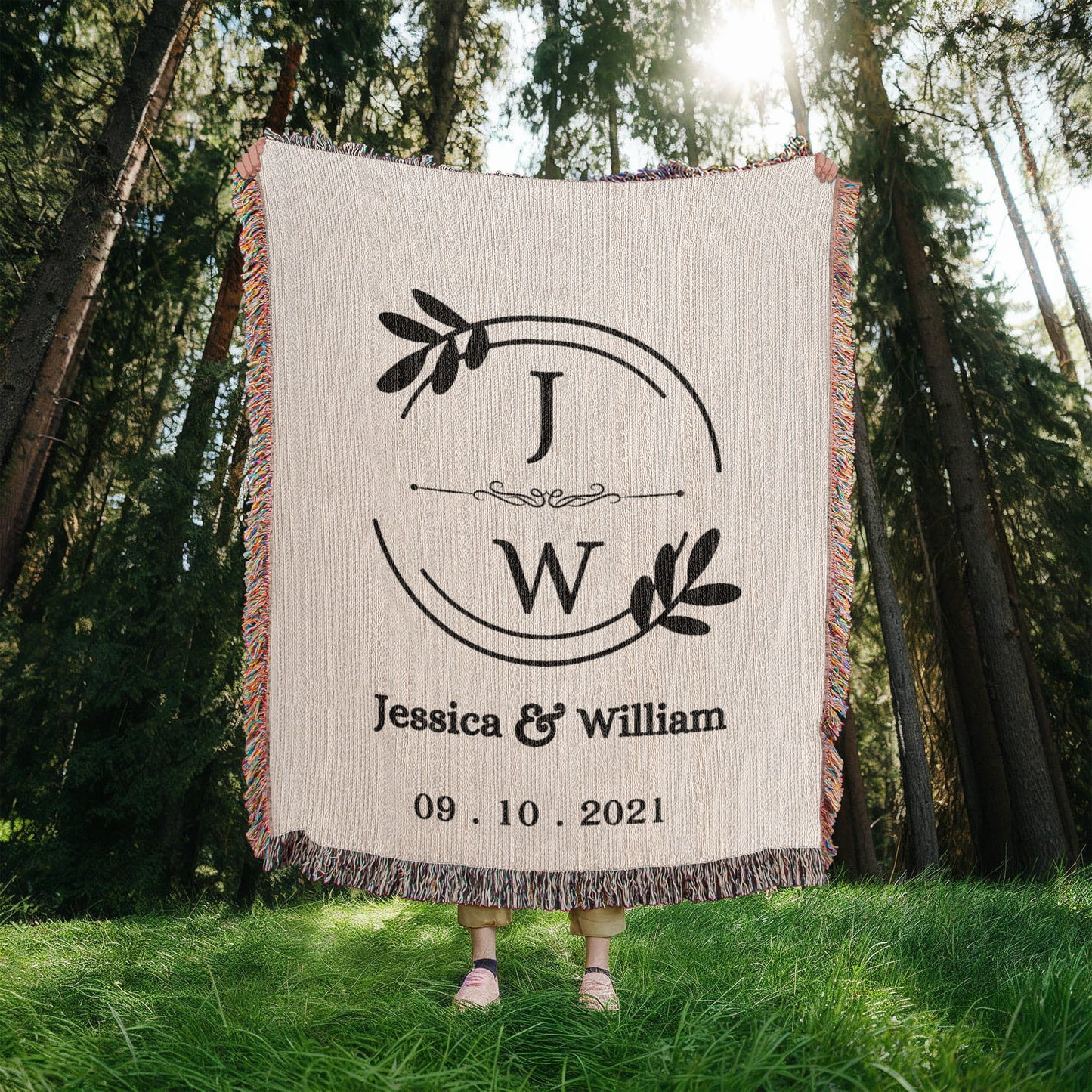 His & Her Names Tapestry, Personalized Last Name Blanket, Wedding Monogram Gift, Anniversary Mr and Mrs Keepsake, Custom Couple Art