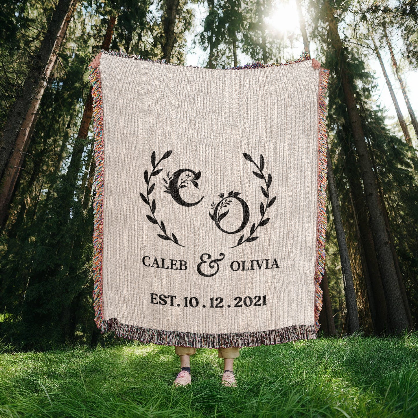 Cotton Anniversary Gift Blanket, Custom Name Wedding Throw For Boyfriend, Personalized Gift For Wife, Valentines Day Gift For Her or Him