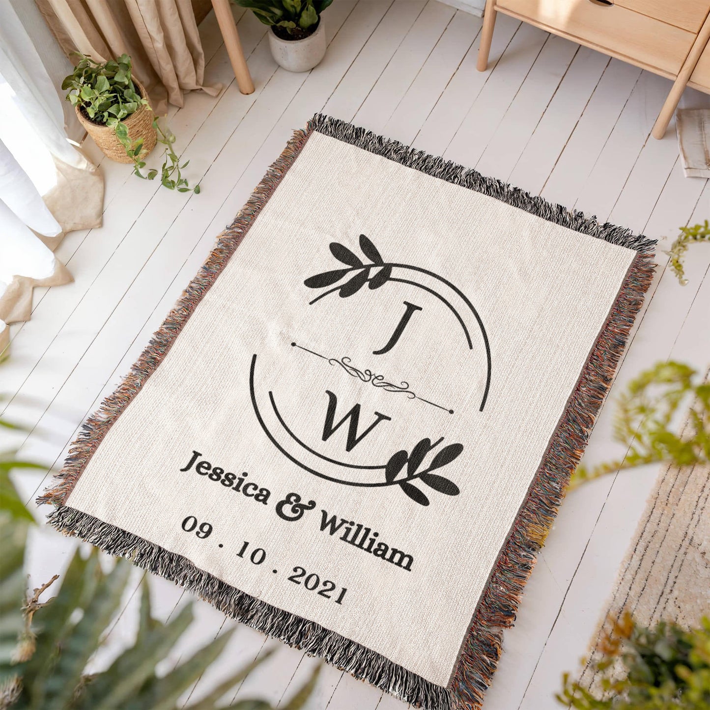 His & Her Names Tapestry, Personalized Last Name Blanket, Wedding Monogram Gift, Anniversary Mr and Mrs Keepsake, Custom Couple Art