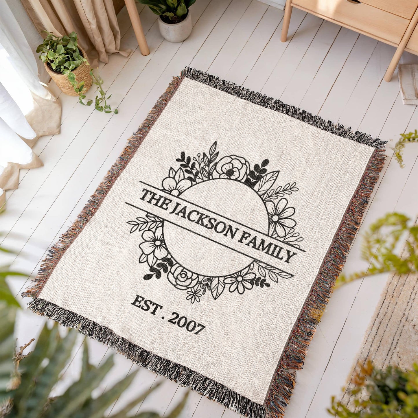 Personalized  Blanket Family Name Gift, Custom Throw Blanket, Customized Holiday Woven  Décor, Custom Christmas Gift For Mom