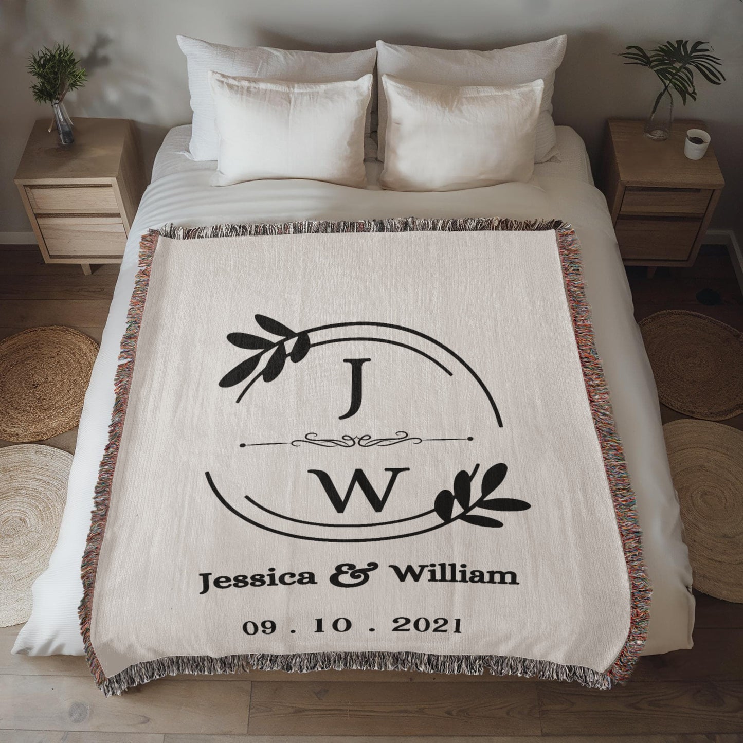 His & Her Names Tapestry, Personalized Last Name Blanket, Wedding Monogram Gift, Anniversary Mr and Mrs Keepsake, Custom Couple Art