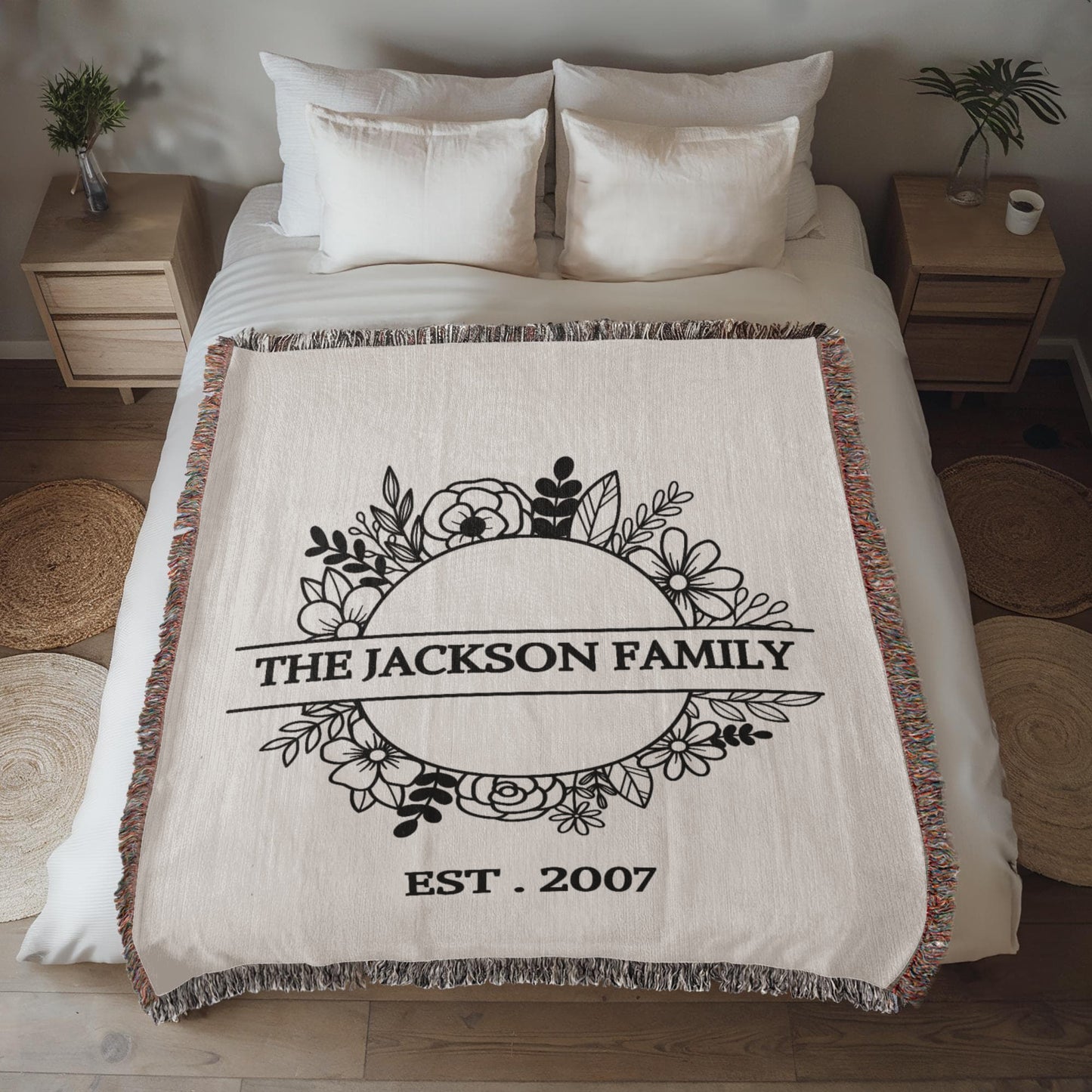 Personalized  Blanket Family Name Gift, Custom Throw Blanket, Customized Holiday Woven  Décor, Custom Christmas Gift For Mom