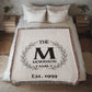 Personalized Name Wreath Monogram, Family Cotton Woven Throw Blanket, Custom Family Name Blanket, Anniversary Gift, Christmas Wedding  Decor