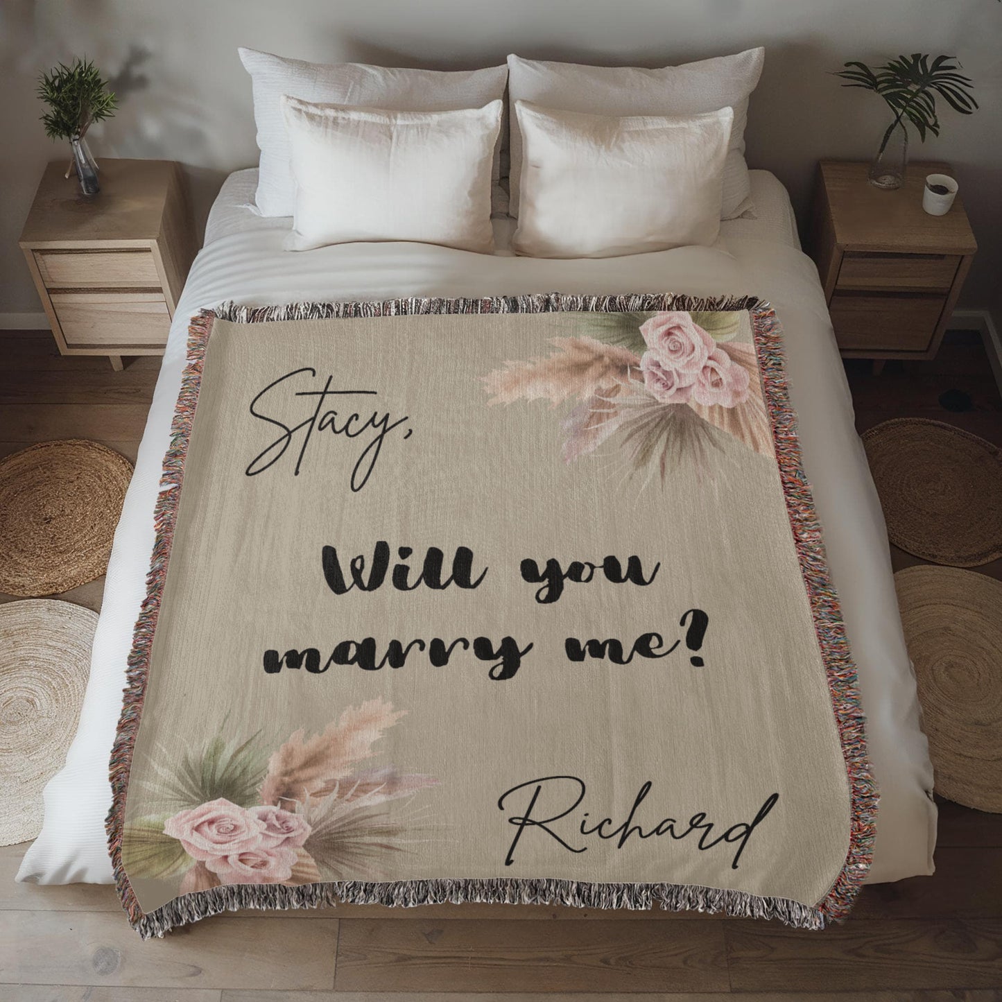 Personalized Woven Blanket, Wedding Gift Blanket, Custom Love Blanket, Proposal & Anniversary Present, Custom Names Throw for Couplesv