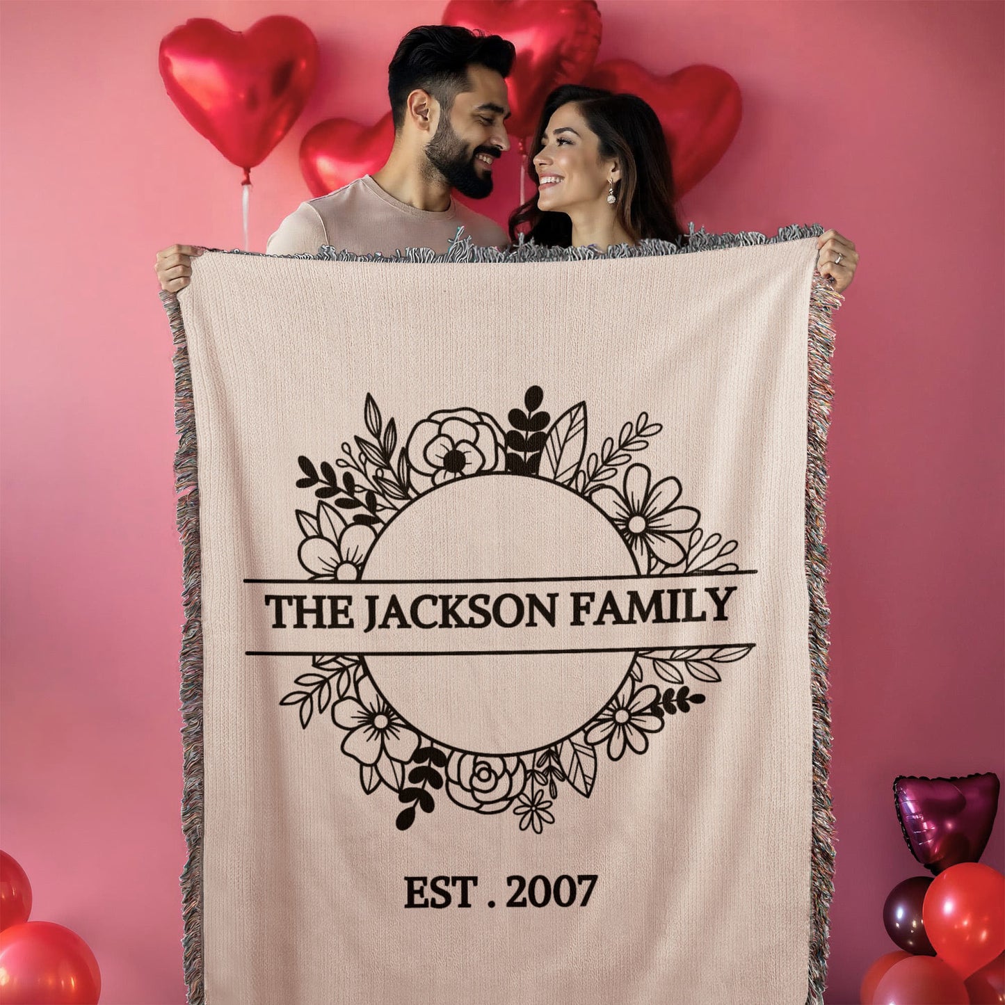 Personalized  Blanket Family Name Gift, Custom Throw Blanket, Customized Holiday Woven  Décor, Custom Christmas Gift For Mom