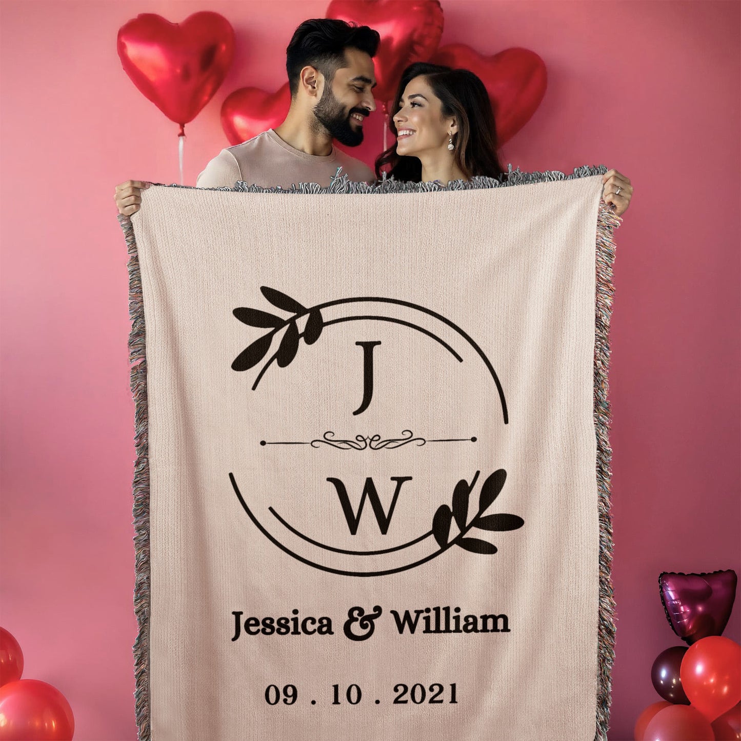 His & Her Names Tapestry, Personalized Last Name Blanket, Wedding Monogram Gift, Anniversary Mr and Mrs Keepsake, Custom Couple Art