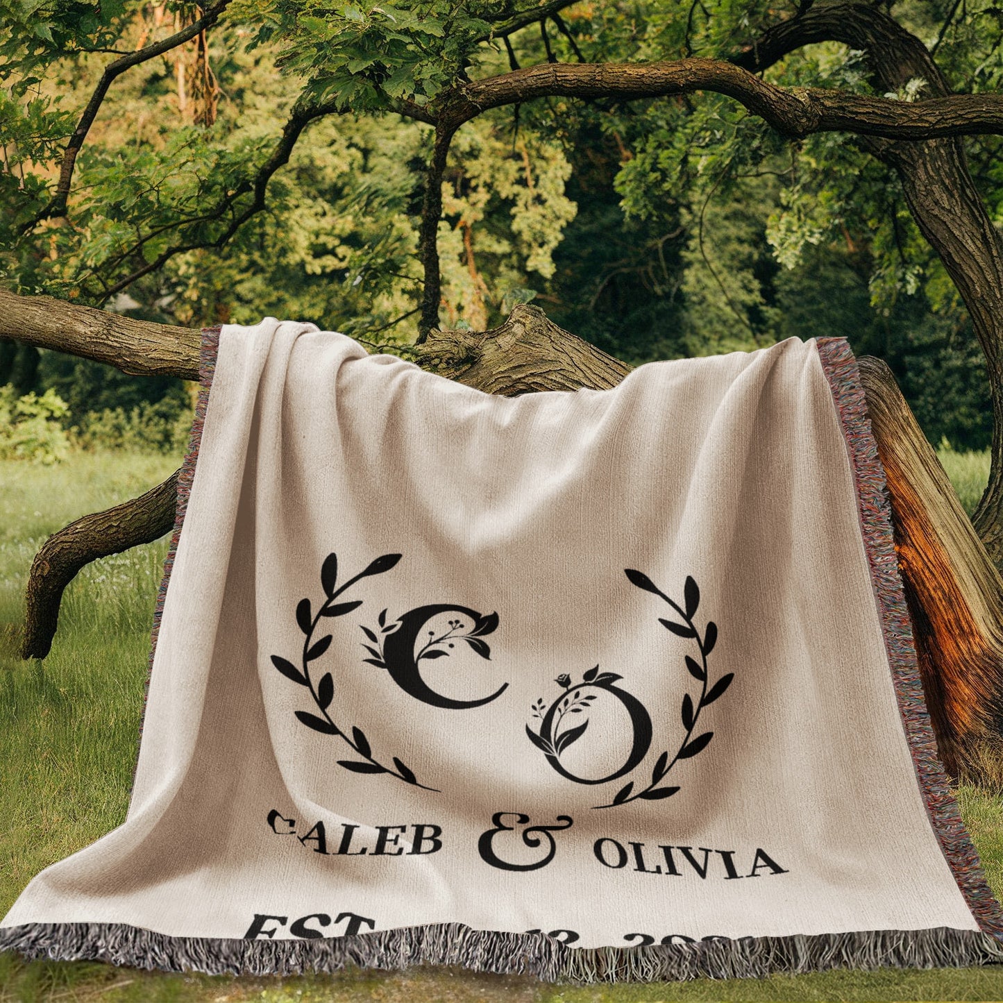 Cotton Anniversary Gift Blanket, Custom Name Wedding Throw For Boyfriend, Personalized Gift For Wife, Valentines Day Gift For Her or Him
