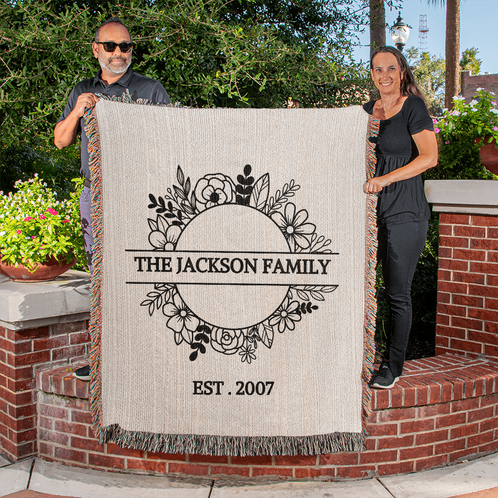 Personalized  Blanket Family Name Gift, Custom Throw Blanket, Customized Holiday Woven  Décor, Custom Christmas Gift For Mom