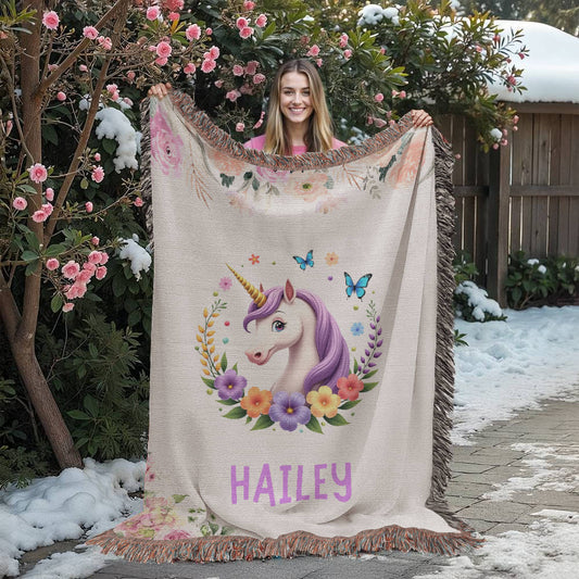 Personalized Unicorn Blanket, Custom Name Blanket, Unicorn Nursery Decor, Girl Baby Gift, Newborn Unicorn Blanket, Magical Infant Bedding