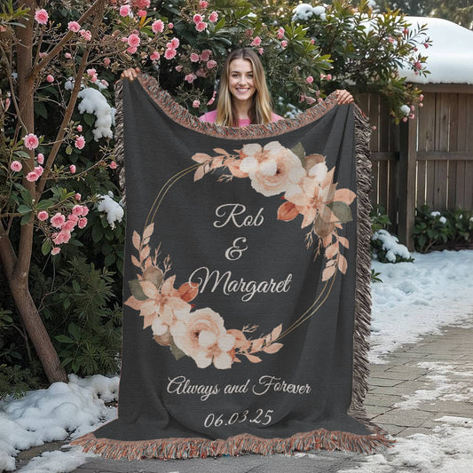 Personalized Wedding Tapestry, Monogram Blanket, Last Name Gift, Couple Keepsake, Mr and Mrs Anniversary Gift, Custom Initials