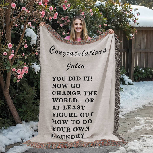 Graduation blanket, personalized grad gift, funny graduation gift, custom blanket, unique keepsake, humor message for graduates