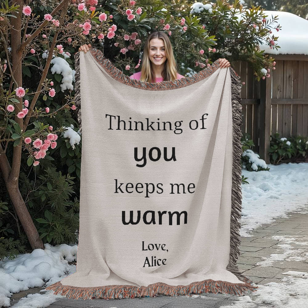Thinking Of You Woven Blanket, Blanket Message Gift For Mom/Dad,Custom Blanket Gift For Loved One, Personalized Name Sentimental Gift