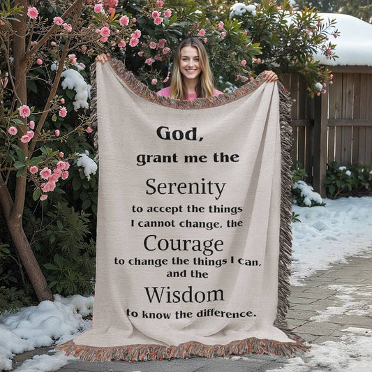 Serenity Prayer Woven Blanket, Serenity Prayer  Cotton Throw, Housewarming Woven Blanket, Gift For Mom
