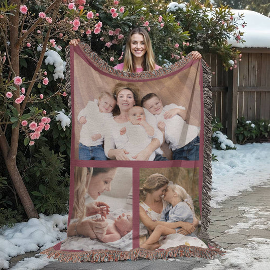 Custom Picture Blanket, Personalized Holiday Home Farmhouse Indoor Decor, Christmas Gift Mom Dad, Winter Blanket,Unique Xmas New Home Gift