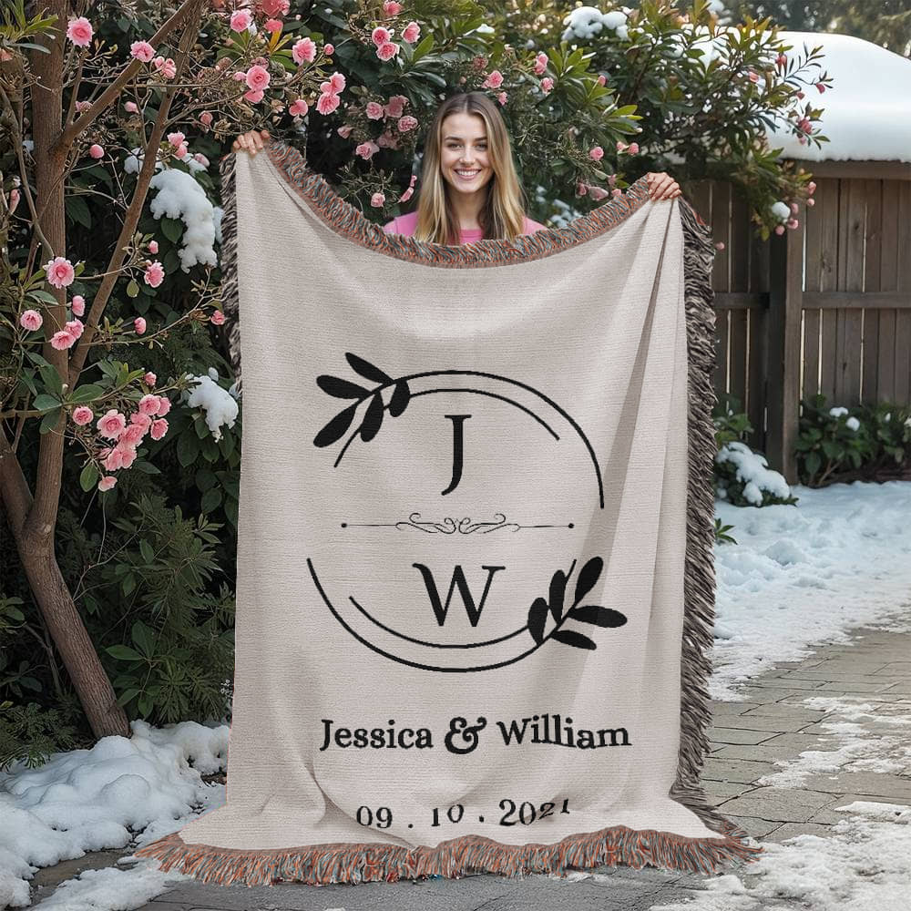 His & Her Names Tapestry, Personalized Last Name Blanket, Wedding Monogram Gift, Anniversary Mr and Mrs Keepsake, Custom Couple Art