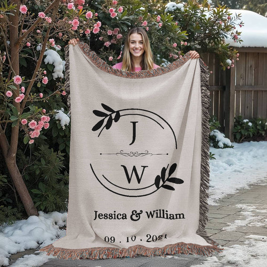 His & Her Names Tapestry, Personalized Last Name Blanket, Wedding Monogram Gift, Anniversary Mr and Mrs Keepsake, Custom Couple Art