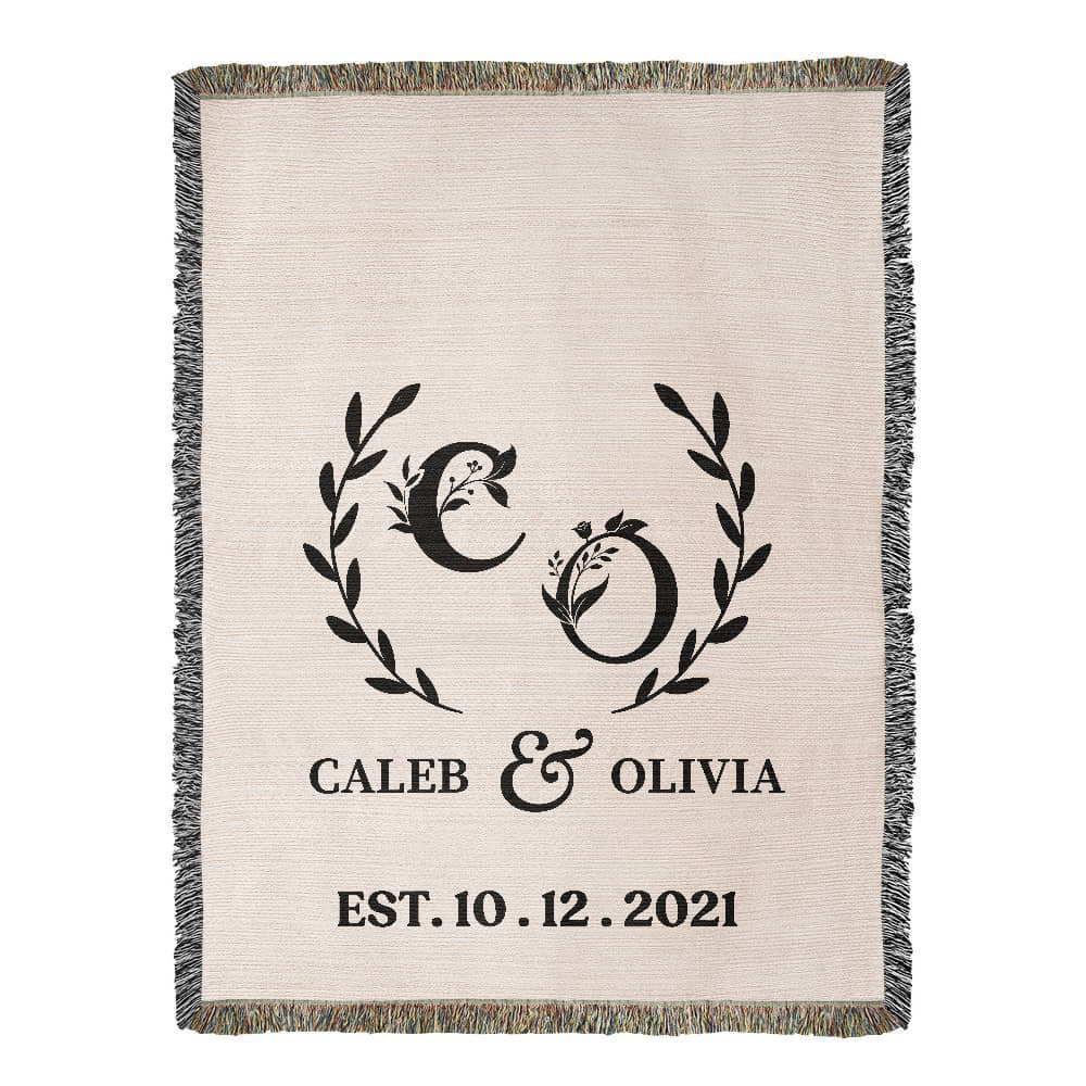 Cotton Anniversary Gift Blanket, Custom Name Wedding Throw For Boyfriend, Personalized Gift For Wife, Valentines Day Gift For Her or Him