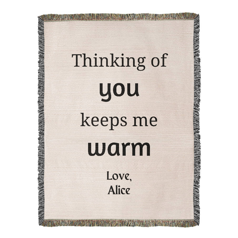 Thinking Of You Woven Blanket, Blanket Message Gift For Mom/Dad,Custom Blanket Gift For Loved One, Personalized Name Sentimental Gift
