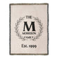 Personalized Name Wreath Monogram, Family Cotton Woven Throw Blanket, Custom Family Name Blanket, Anniversary Gift, Christmas Wedding  Decor