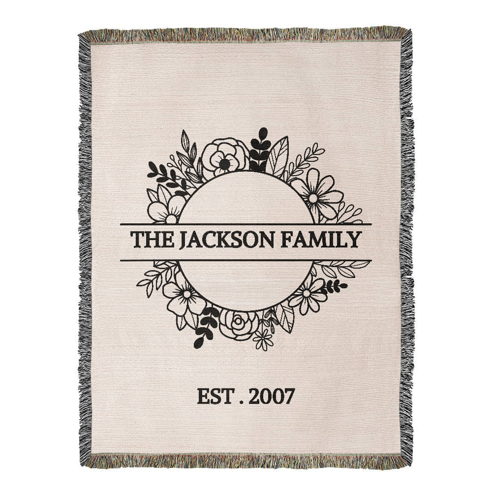 Personalized  Blanket Family Name Gift, Custom Throw Blanket, Customized Holiday Woven  Décor, Custom Christmas Gift For Mom