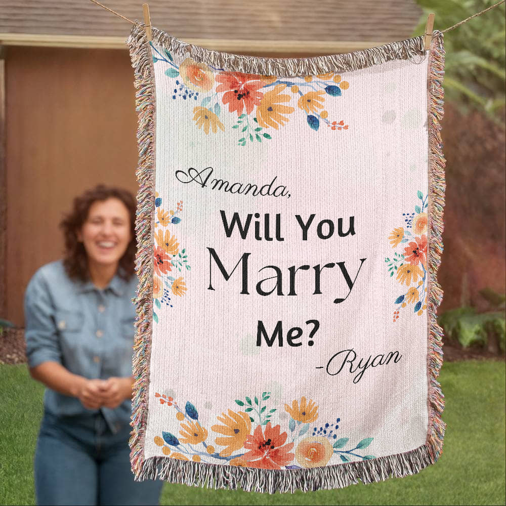 Customized Proposal Blanket, Personalized Engagement Gift, Wedding Blanket, Sentimental Gift, Romantic Gesture, Customized Blanket Gift