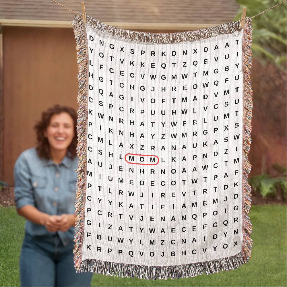 Crossword Woven Blanket, Search Word Anniversary Blanket Wedding Gift