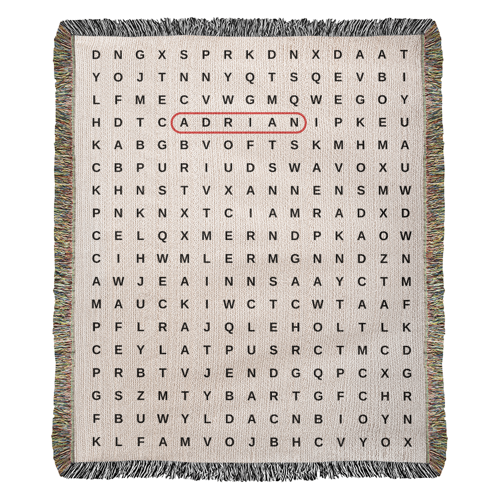 Crossword Woven Blanket, Search Word Anniversary Blanket Wedding Gift