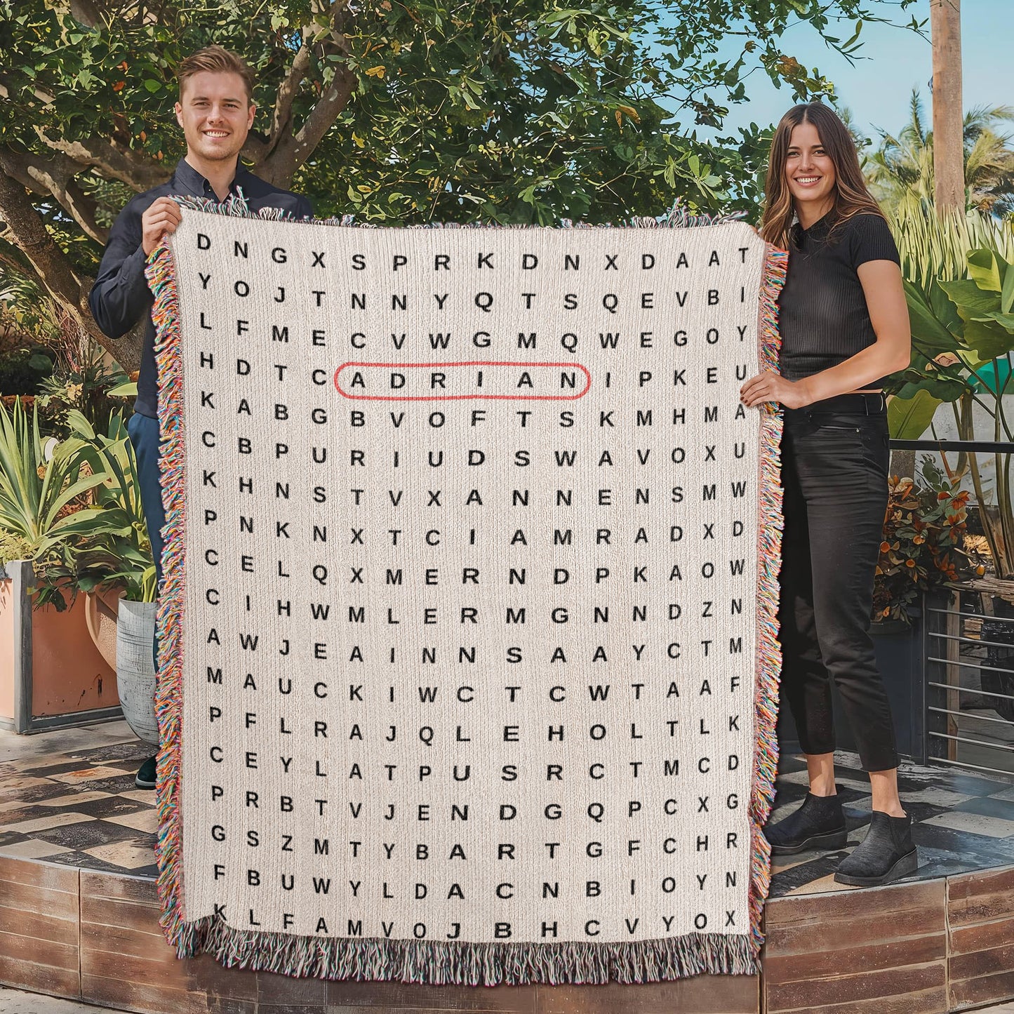 Crossword Woven Blanket, Search Word Anniversary Blanket Wedding Gift